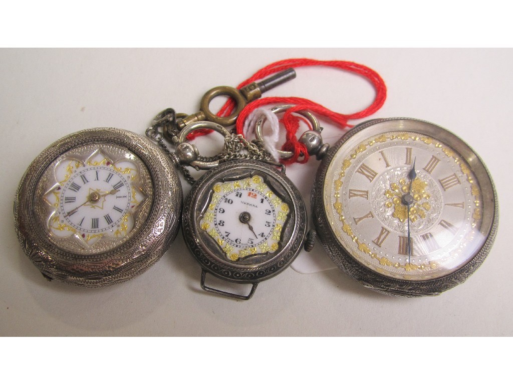 Appraisal: Lot comprising 's silver wrist watch and two early th