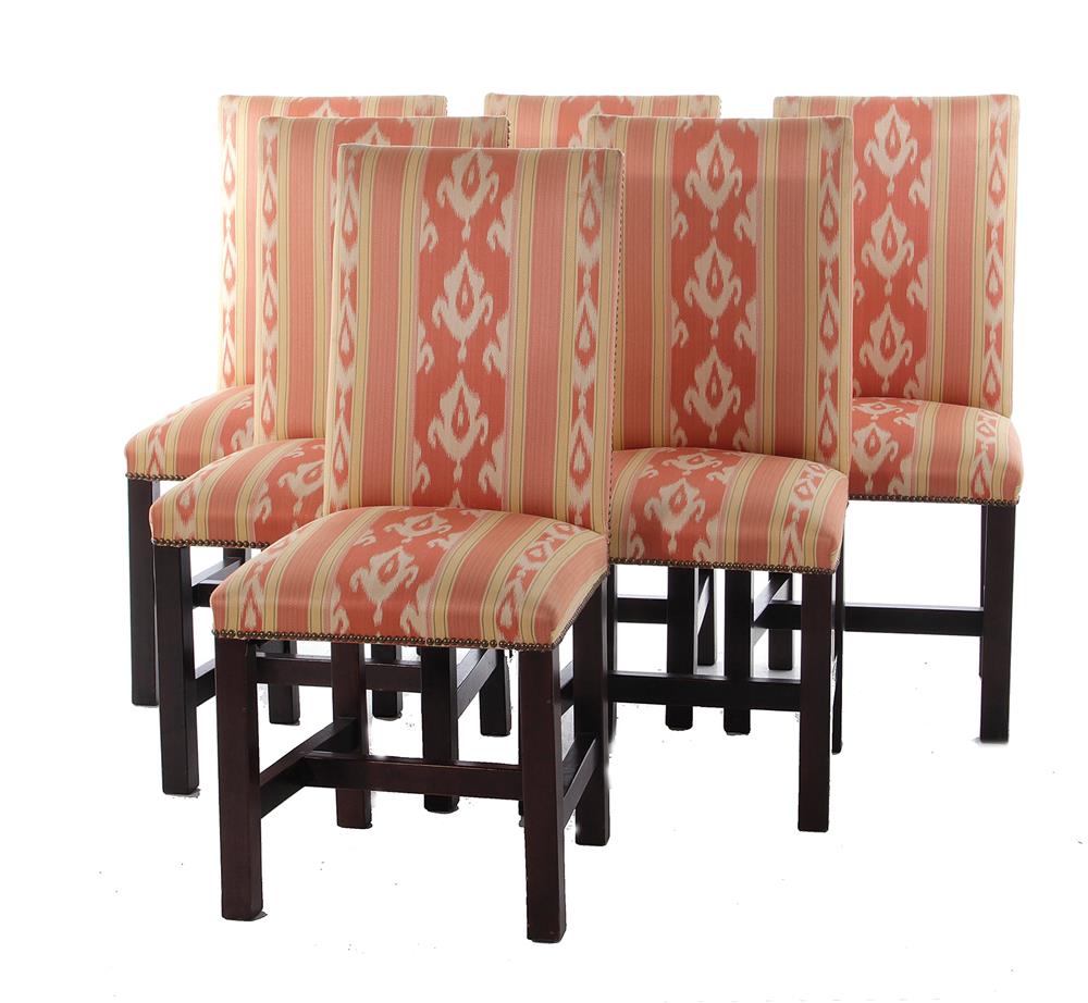 Appraisal: Italian Scalamandre-upholstered fruitwood dining chairs BH SH W D pcs