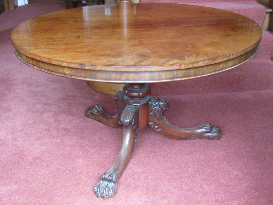 Appraisal: A William IV mahogany breakfast table with circular tilt top