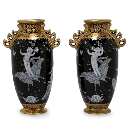 Appraisal: Companion Pair of Art Nouveau Style Gilt and Enameled Ceramic