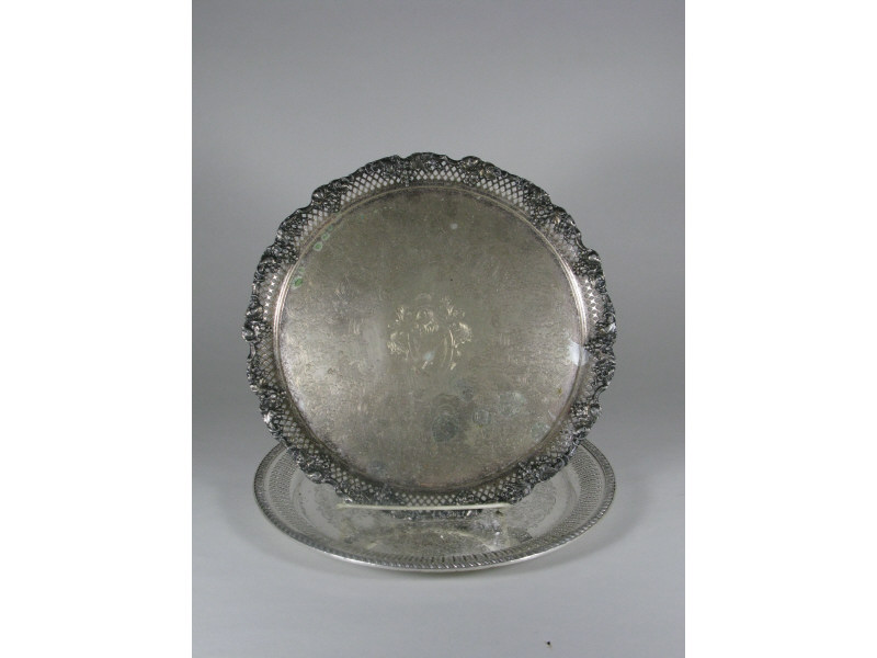 Appraisal: Two Silverplate Serving Trays both of circular form with reticulated