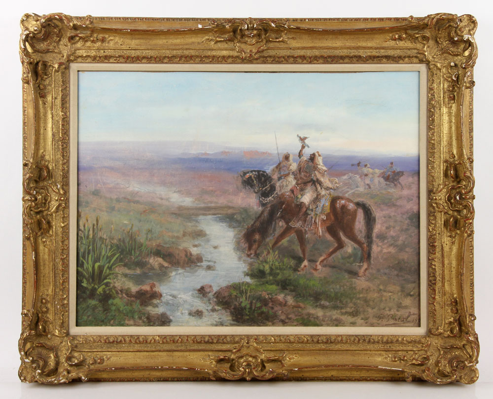 Appraisal: - Pascal Arabs on Horses Pastel Paul Pascal - Arabs