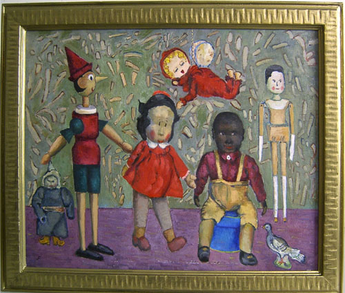 Appraisal: Fraczkowski American th c oil on canvas of puppets x