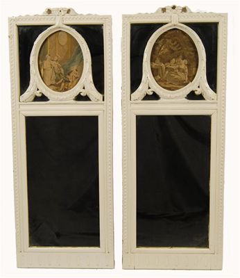 Appraisal: A pair of pier mirrors each with a divided frame