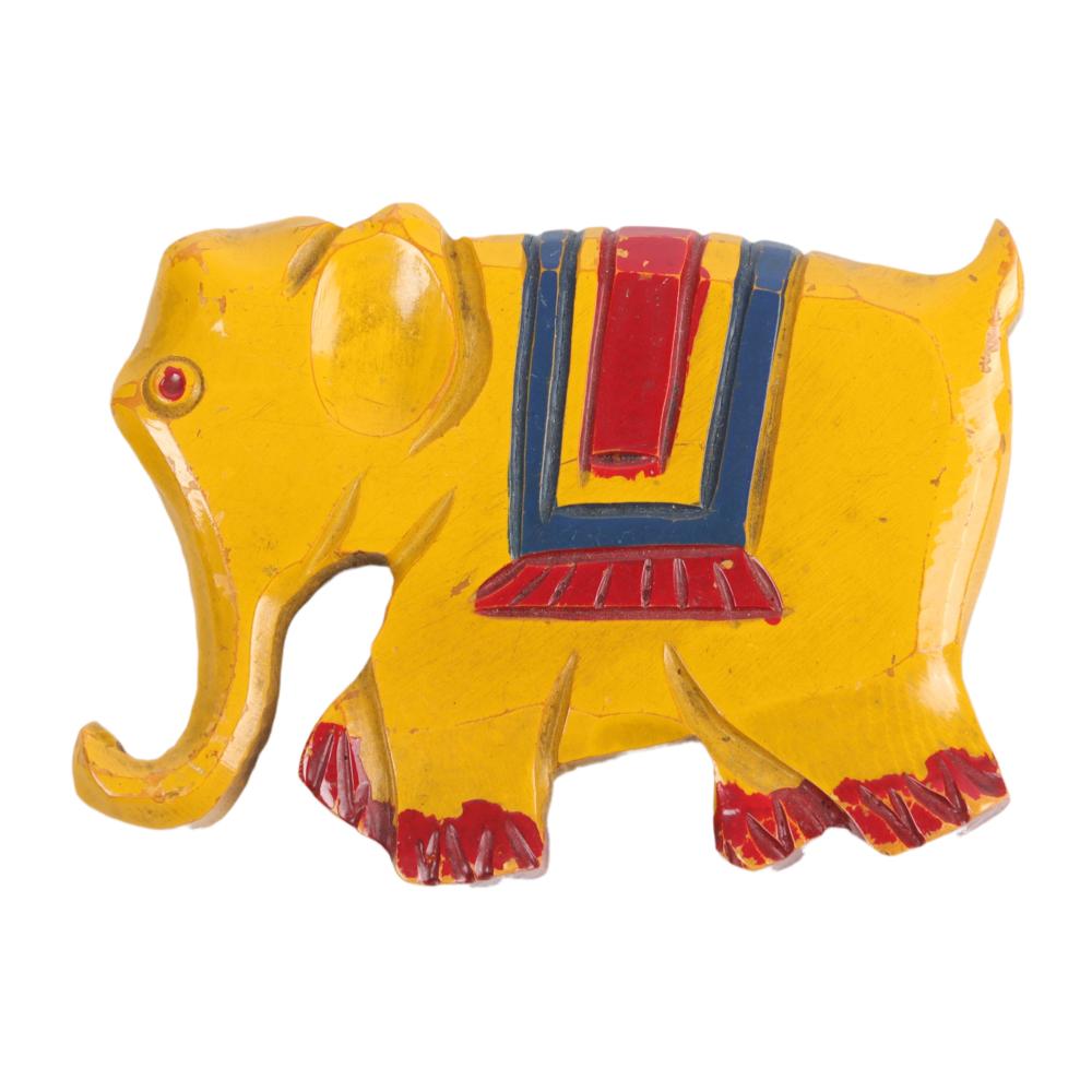 Appraisal: YELLOW BAKELITE ELEPHANT PIN WITH HAND PAINTED DETAIL H X