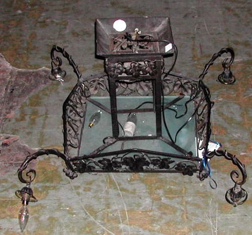 Appraisal: Italian Wrought-Iron Five-Light Chandelier in the grape-vine motif mid- th