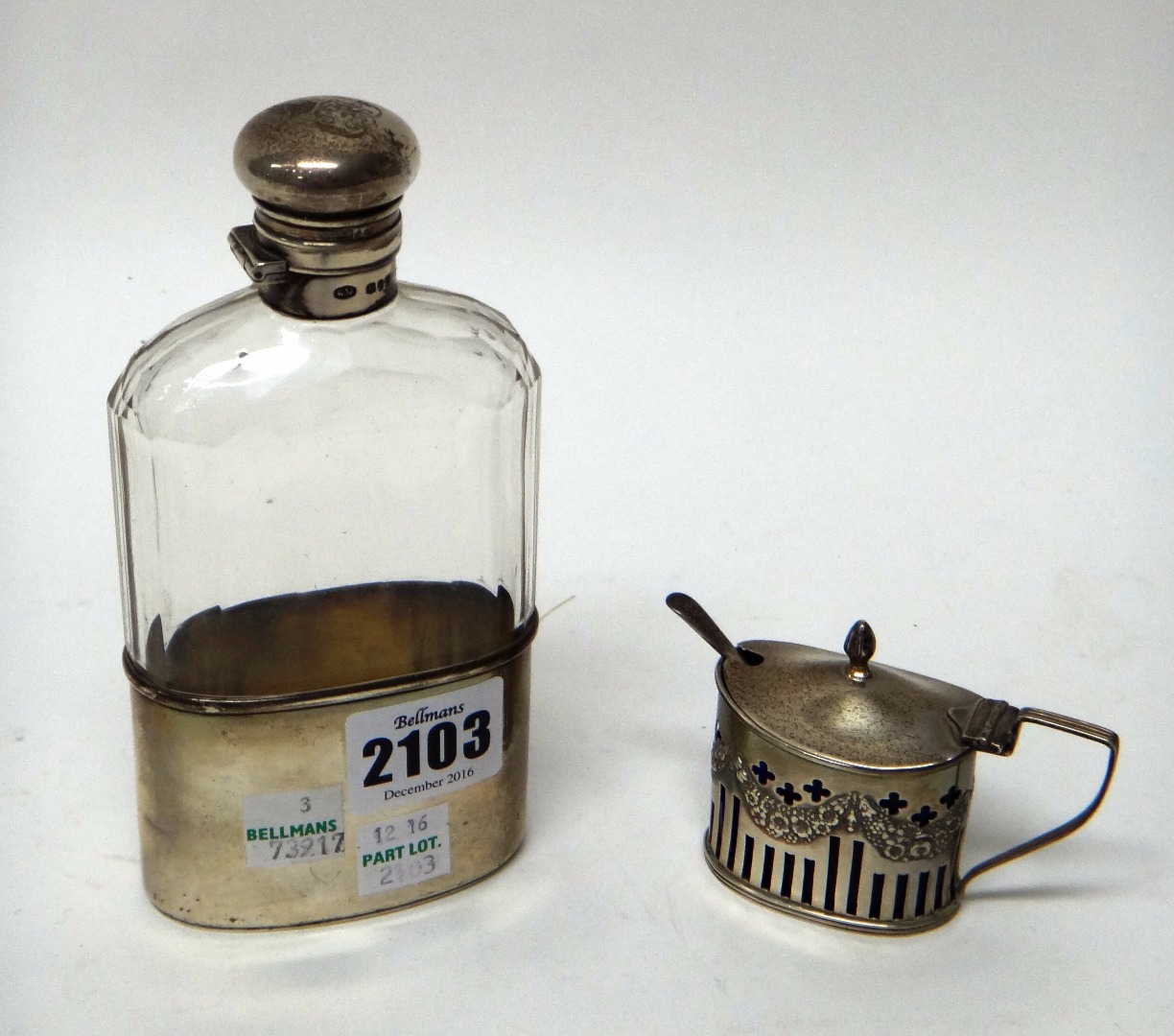 Appraisal: Silver and silver mounted wares comprising a Victorian faceted glass