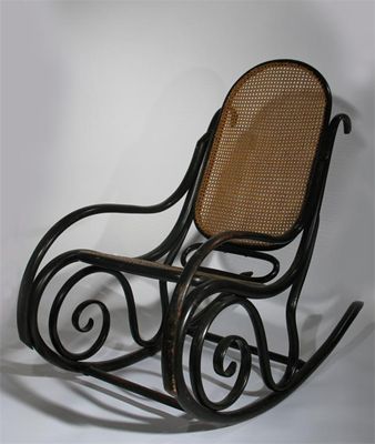 Appraisal: A Thonet ebonised bentwood rocking chair unmarked cm high