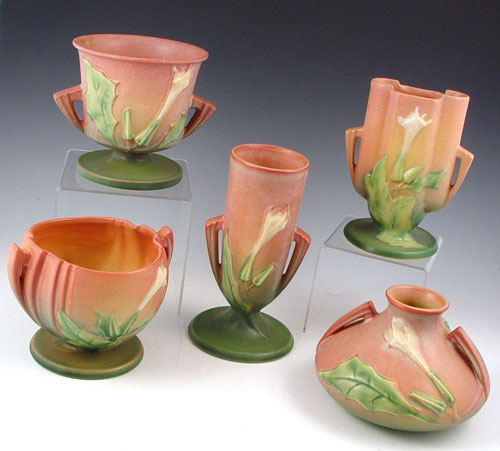 Appraisal: PIECE THORNAPPLE ROSEVILLE POTTERY VASES - '' - '' -