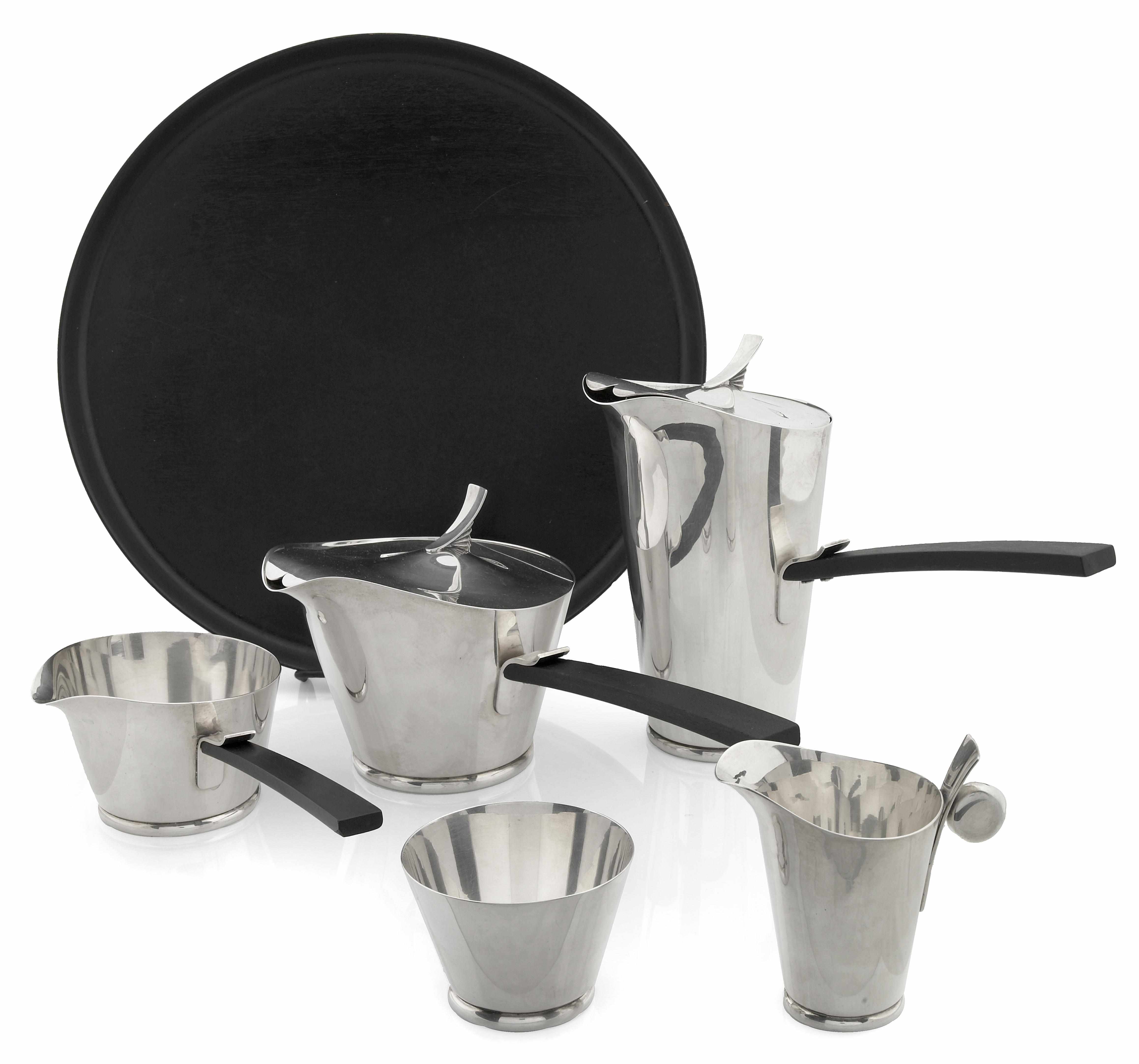 Appraisal: An Allan Adler silver and ebonized wood five piece tea