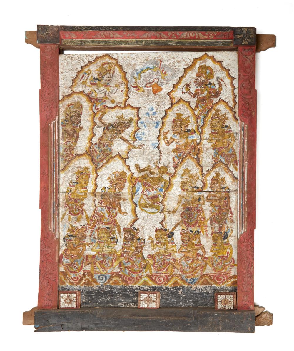 Appraisal: Balinese Kamasan-style painting on wood Kala Rau Tahun circa Piece