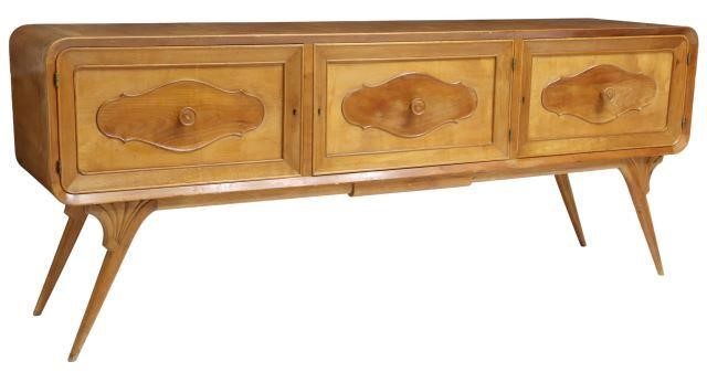 Appraisal: Italian mid-century fruitwood sideboard A Brizzolara Figli Chiavari c s