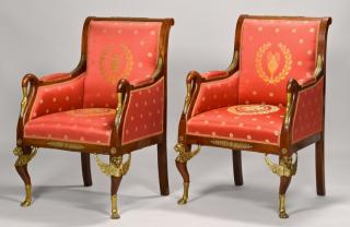 Appraisal: Pair Napoleon III Armchairs with Ormolu Pair of Napoleon III