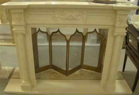 Appraisal: A CREAMY WHITE MARBLE CHIMNEY PIECE FIREPLACE MANTEL REPRODUCTION ''EGYPT