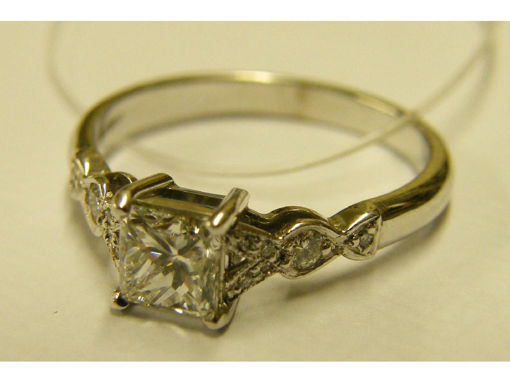 Appraisal: ct white gold princess cut diamond solitaire ring within a