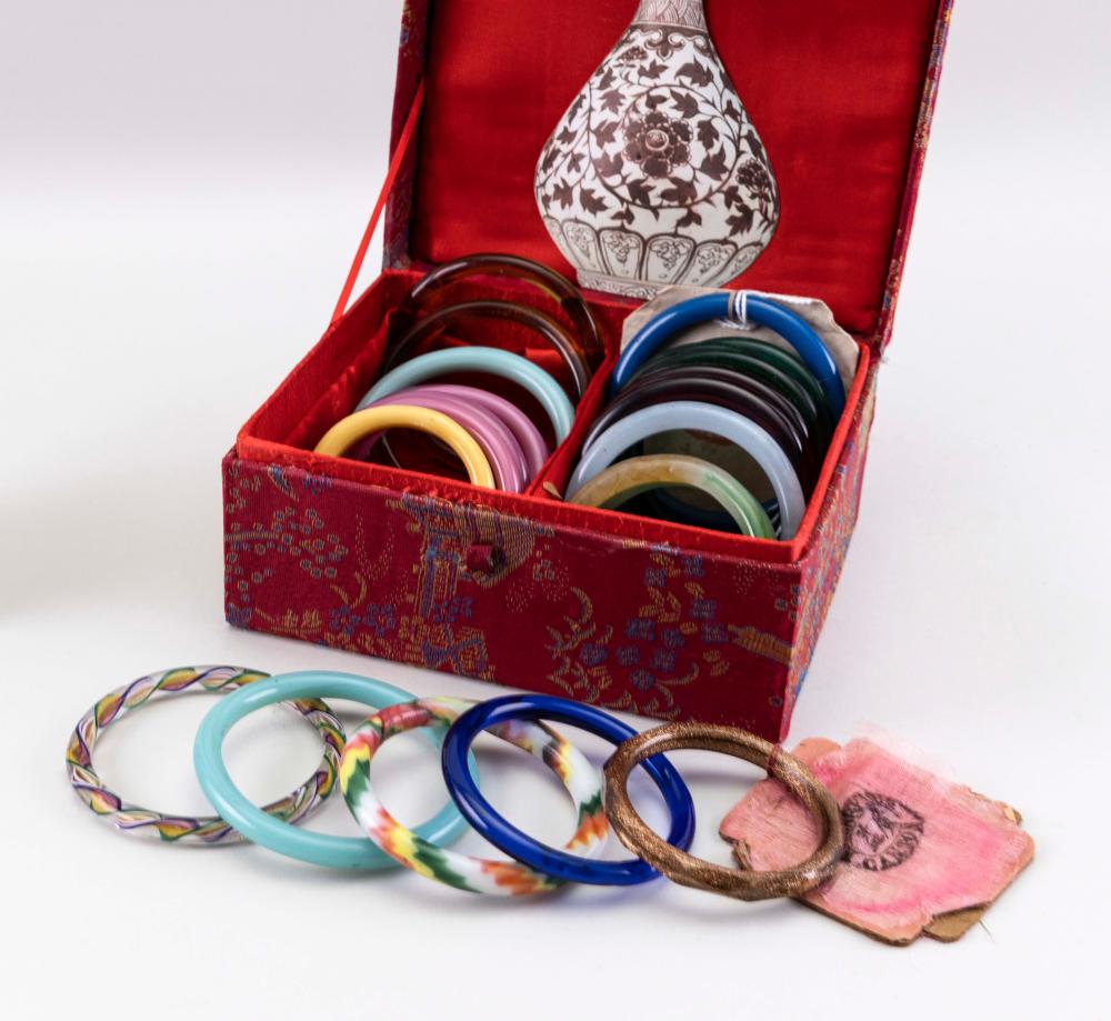 Appraisal: TWENTY-FIVE CHINESE GLASS BANGLES TH CENTURY DIAMETERS FROM TO BOX