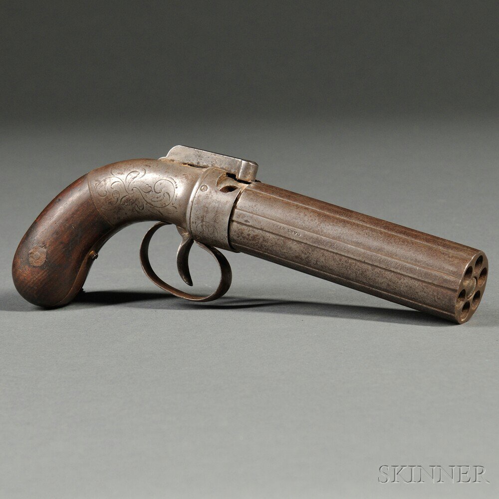 Appraisal: Allen and Thurber Six-shot Pepperbox Pistol c walnut grips with