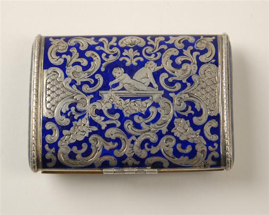 Appraisal: A Continental Enameled Lapis and Silver Cigarette Case the interior