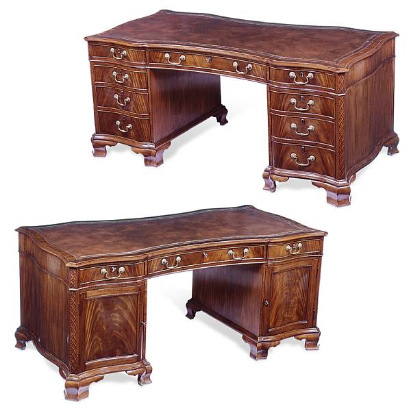 Appraisal: A Chippendale style mahogany partner's desk height in width in