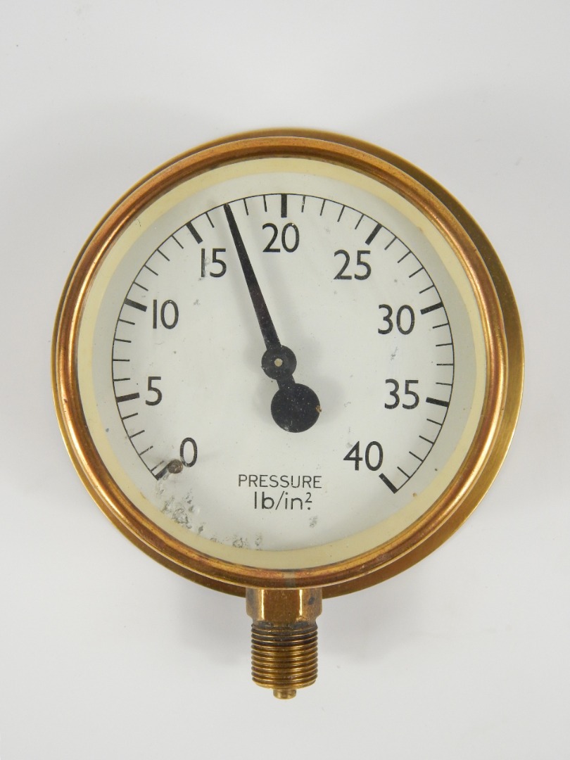 Appraisal: A modern brass cased pressure gauge with Arabic and point