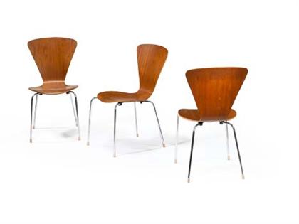 Appraisal: ARNE JACOBSEN danish - Three 'Seven' chairs Designed in for