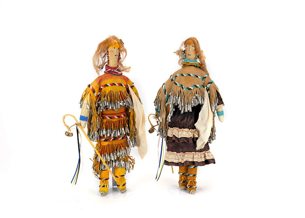 Appraisal: Apache Pair of Beaded Dolls Apache Pair of Beaded Dolls