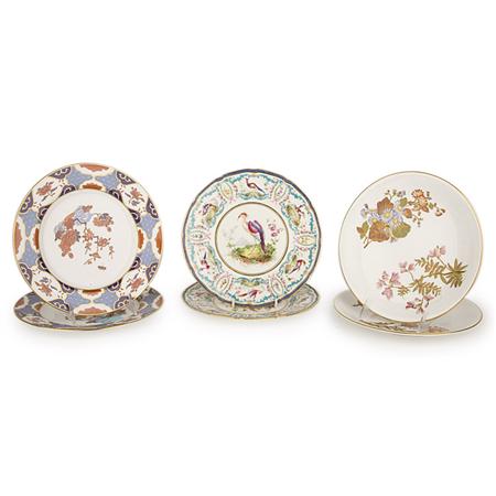 Appraisal: Three Pairs of Gilt and Enamel Decorated Dessert Plates Estimate