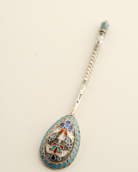 Appraisal: A Russian Enameled Sterling Coffee Spoon bearing a late 's