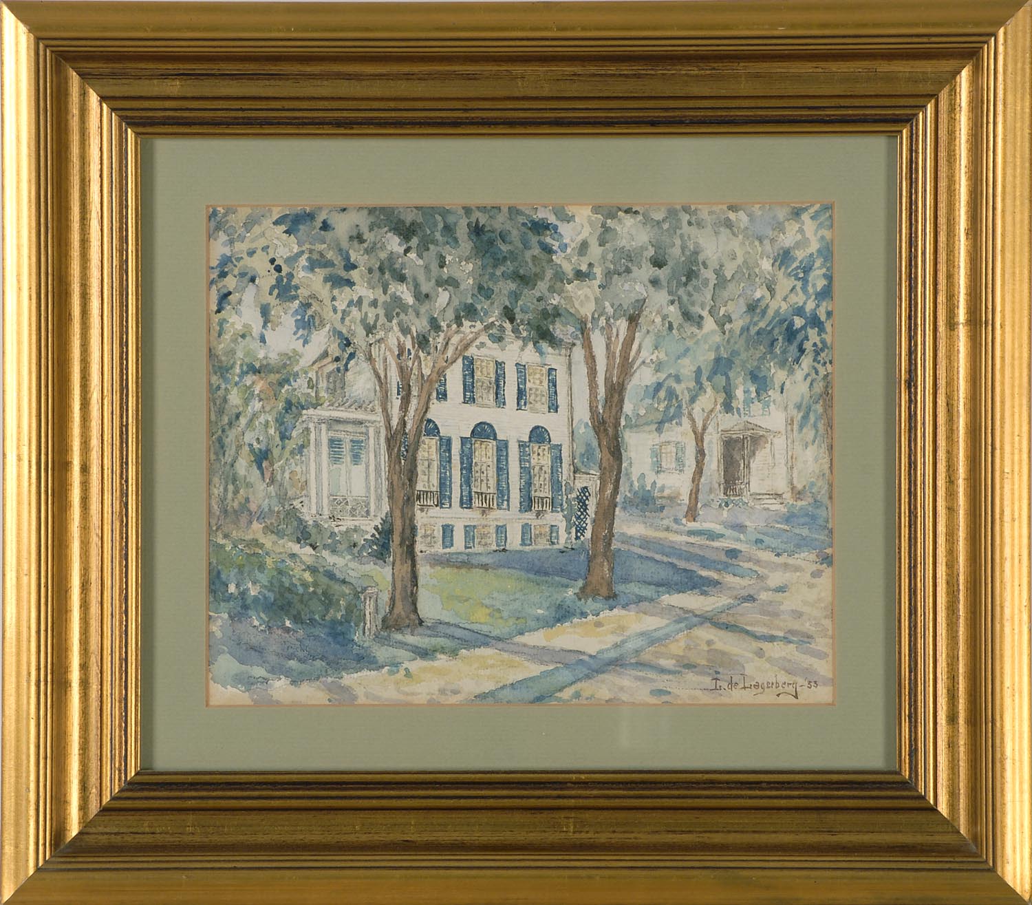 Appraisal: FRAMED WATERCOLOR LUCY WALLACE DE LAGERBERG American b Tree-lined street