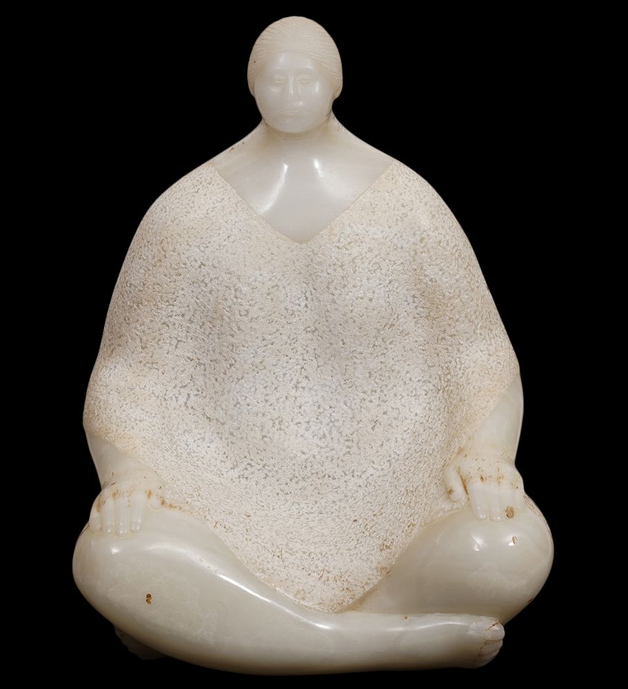 Appraisal: Felipe Castaneda Carved Alabaster Sculpture Felipe Castaneda Mexican Born Seated