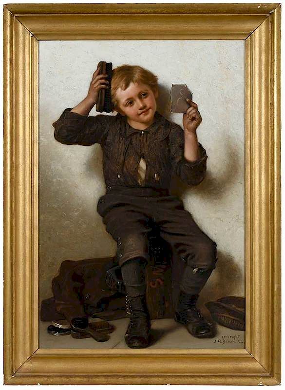 Appraisal: John George Brown British America - The Finishing Touch signed