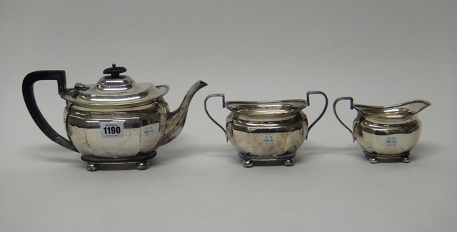 Appraisal: A silver three piece tea set comprising a teapot a