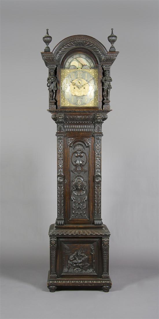 Appraisal: A Carved Oak Tall Case Clock Elliot London Height inches