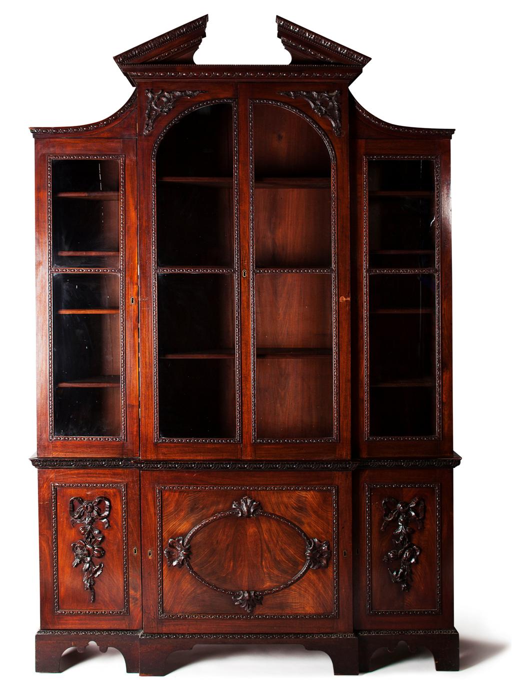 Appraisal: GOOD GEORGE II MAHOGANY BREAKFRONT BOOKCASE IN THE MANNER OF