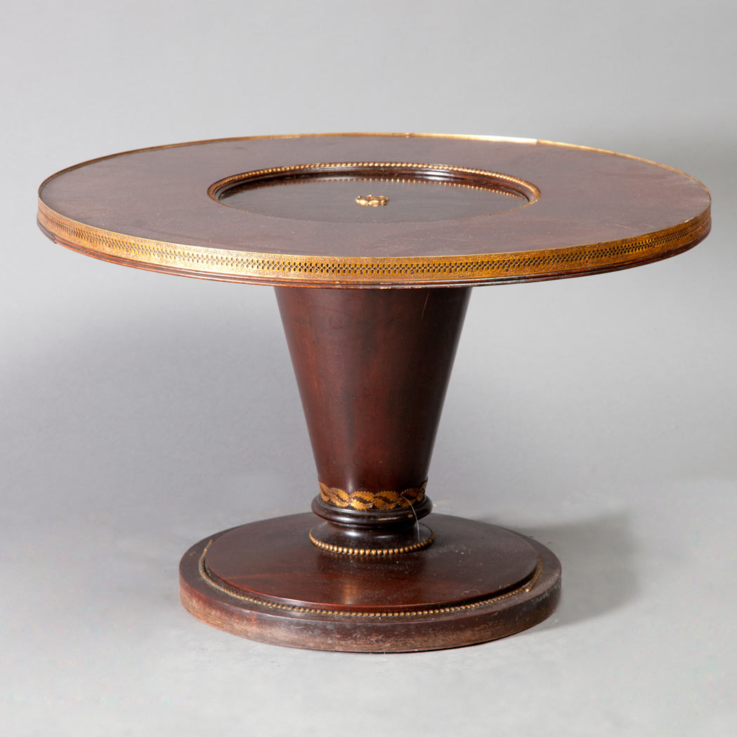 Appraisal: Neoclassical Style Gilt-Metal Mounted Mahogany and Burl-Walnut Low Table th