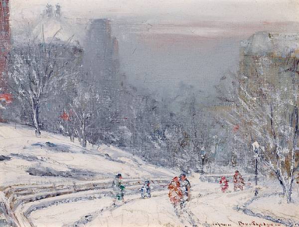 Appraisal: Johann Berthelsen American - Central Park in the Winter signed