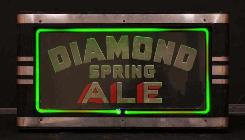 Appraisal: Diamond Spring Ale Can Neon Sign Description s Green neon