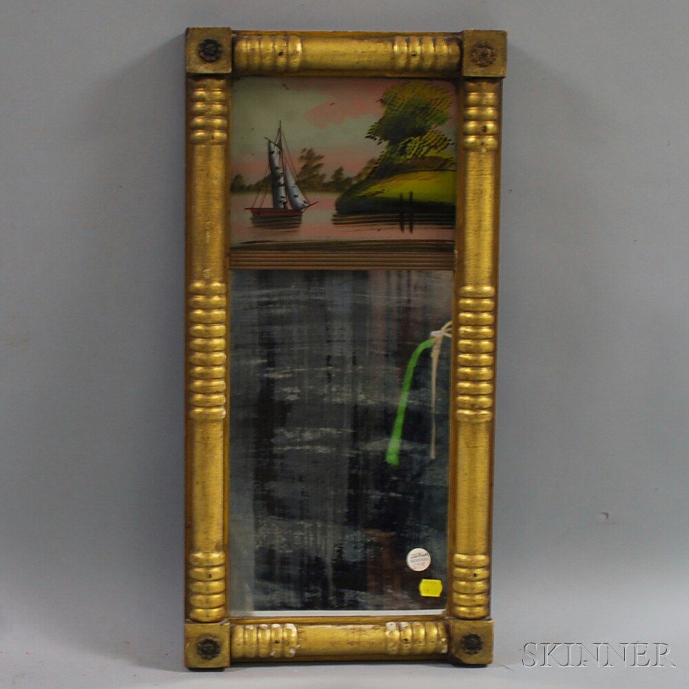 Appraisal: Classical Gilt-gesso and Split-baluster Eglomise Mirror America second quarter th