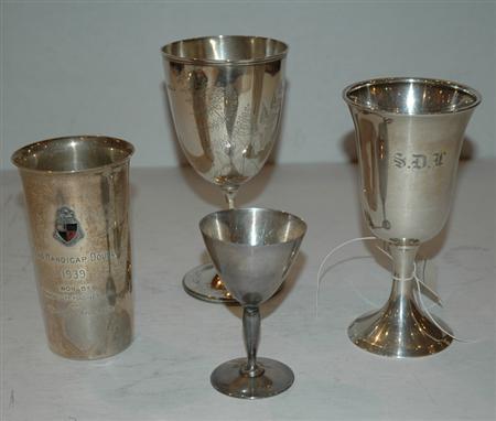 Appraisal: Miscellaneous Group of Silver Goblets and Shot Glasses Estimate nbsp