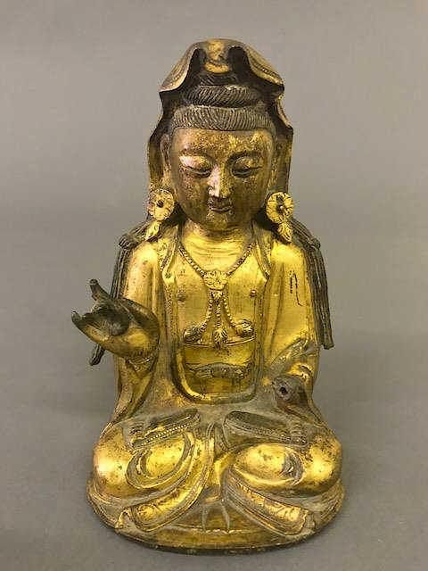 Appraisal: Rare Chinese Gilt Bronze Figure Rare Chinese gilt bronze figure