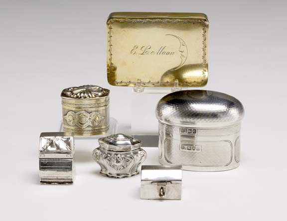 Appraisal: Collection of Four Small Silver Boxes each with hinged lid