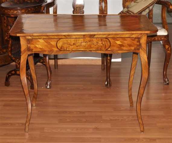 Appraisal: SIDE TABLE Transition France late th century Walnut tulipwood and