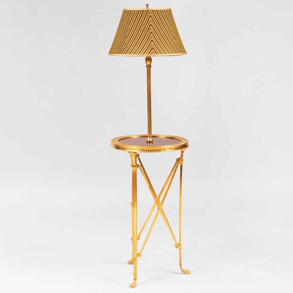 Appraisal: Modern Mahogany and Brass Gu ridon Floor Lamp ft in