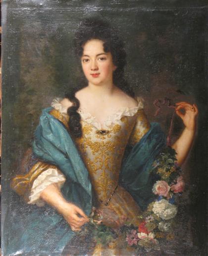 Appraisal: FOLLOWER OF NICHOLAS DE LARGILLIERE french - WOMAN WITH GARLAND