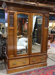 Appraisal: English Art Nouveau linen chest or armoire early th Century