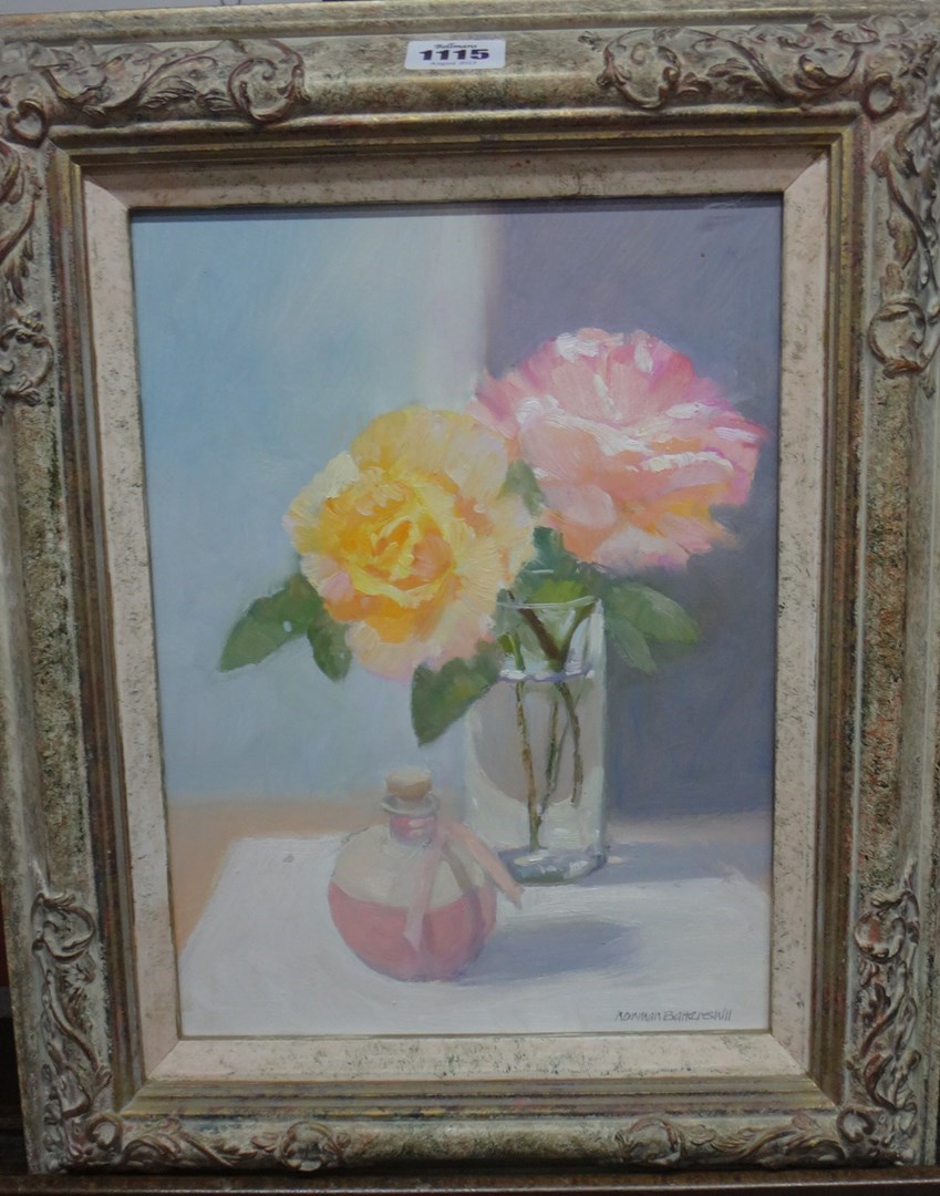 Appraisal: Norman Battershill - Roses from the garden oil on board