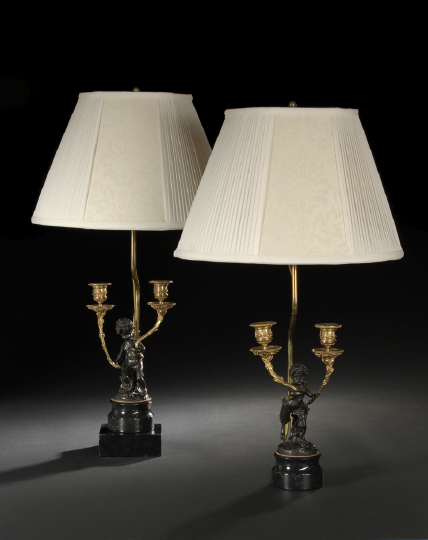 Appraisal: Pair of French Parcel-Gilt Patinated Bronze and Polished Grand Antique