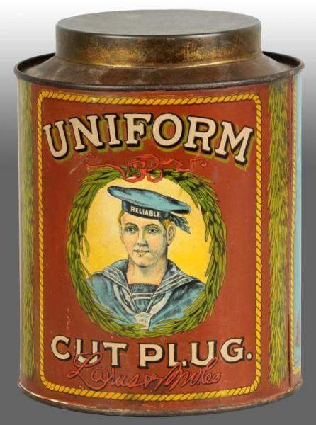 Appraisal: Uniform Cut Plug Tobacco Canister Description Manufactured by Larou Brothers