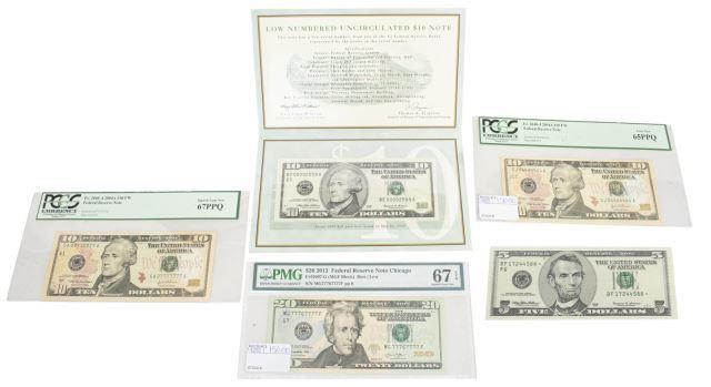 Appraisal: lot of U S Currency repeating serial numbers and one