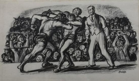 Appraisal: REGINALD MARSH American - PRIZE FIGHT signed lower right Pen